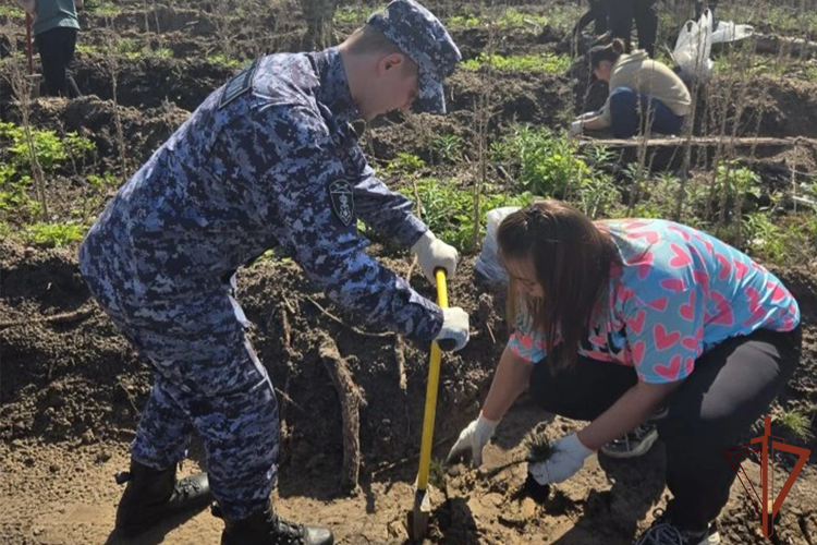 Военнослужащие и сотрудники Росгвардии на Урале приняли участие в памятных и экологических акциях