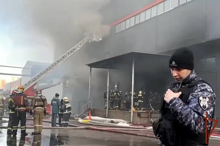 В Москве росгвардейцы оказали содействие экстренным службам при тушении крупного пожара (видео)