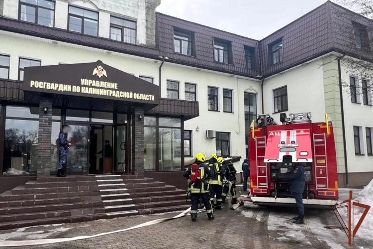 Совместные пожарно-тактические учения прошли в Управлении Росгвардии по Калининградской области