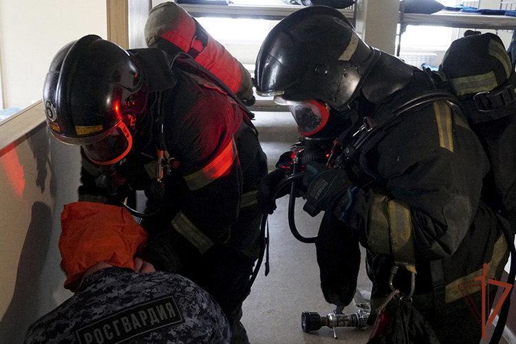 В Сахалинской области Росгвардия и МЧС провели тренировку по ликвидации условного пожара