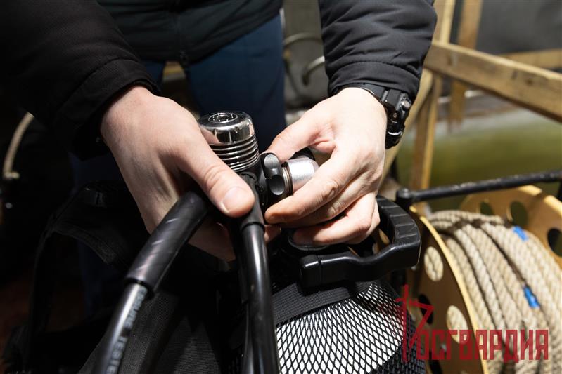 В Хабаровске прошли тренировочные спуски водолазов Росгвардии в зимних условиях