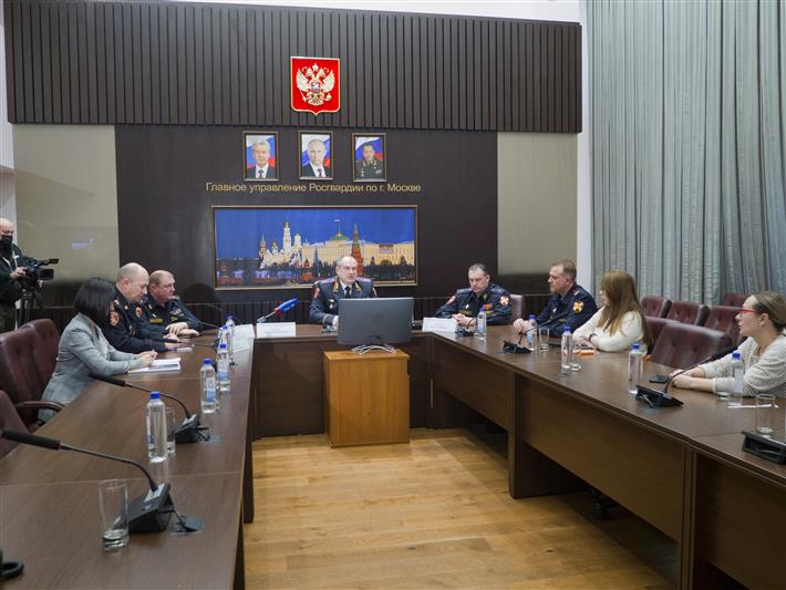 В преддверии 5-летия со дня образования ведомства в Главном управлении Росгвардии по г. Москве прошел брифинг для журналистов (фото, видео)