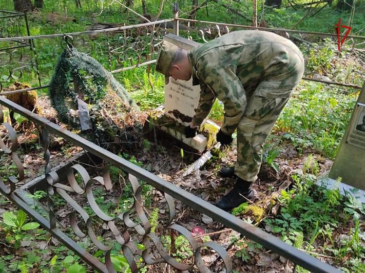 Военнослужащие северского соединения Росгвардии продолжают облагораживать места захоронения ветеранов