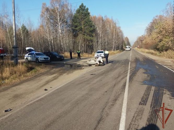 Росгвардейцы пришли на помощь пассажирам горящего автомобиля в Приангарье
