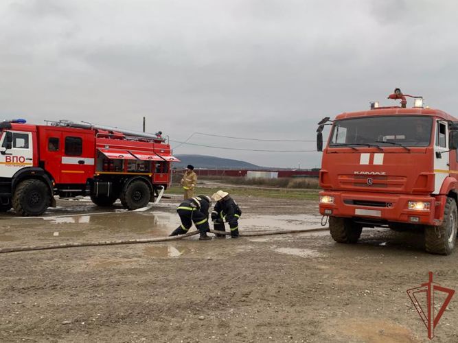 Росгвардия приняла участие в межведомственном пожарно-тактическом учении в Чеченской Республике