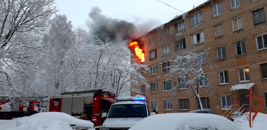 Семью с малолетним ребенком спасли из огня росгвардейцы в Ленобласти  