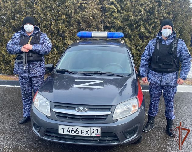 В Белгородской области служебный автотранспорт Росгвардии вышел на маршруты патрулирования с символом  Z 