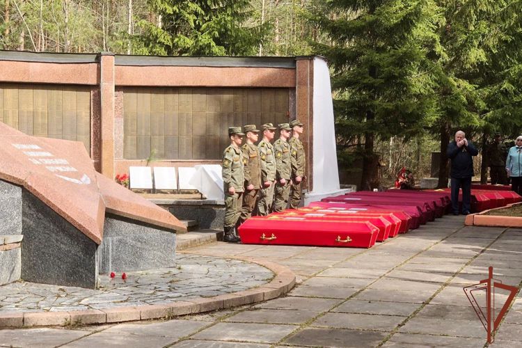 Сотрудники петербургского ОМОН Росгвардии отдали воинские почести погибшим красноармейцам