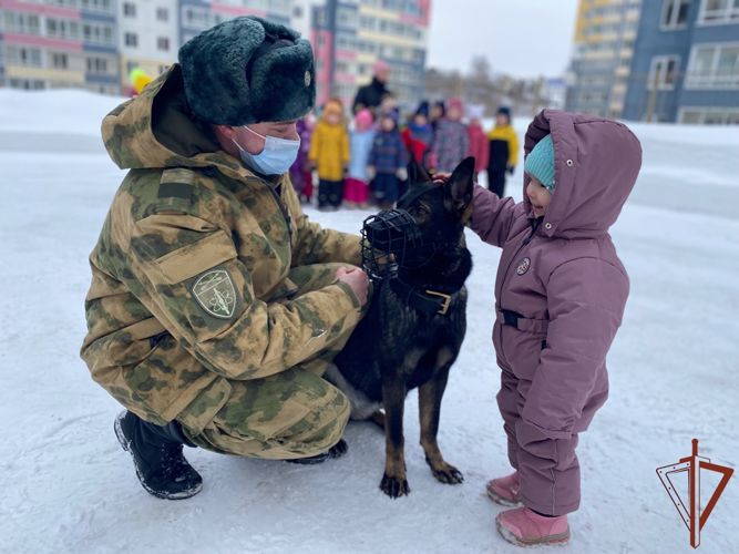 Кинологи Сибирского округа Росгвардии вместе с четвероногими сослуживцами встретились с журналистами 