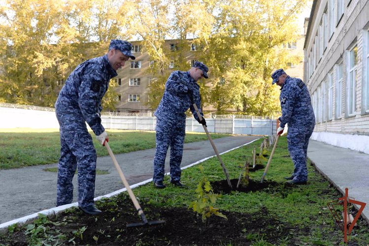 Росгвардейцы в Кургане высадили дубовую аллею к 70-летию вневедомственной охраны