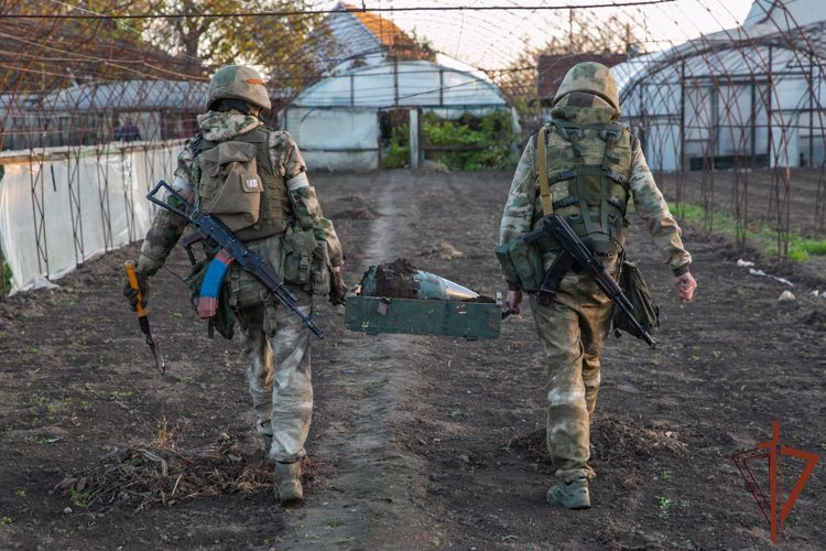 Cаперы Росгвардии обследовали и уничтожили неразорвавшийся снаряд ВСУ под Энергодаром (видео)