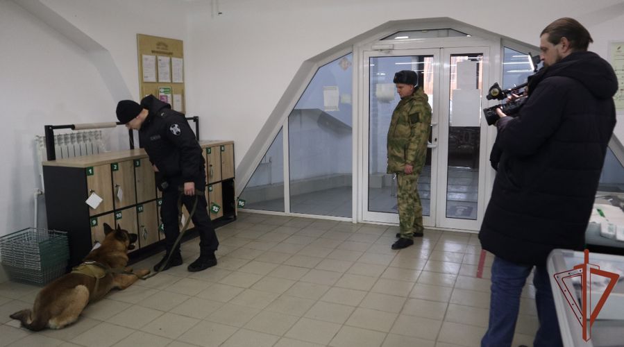 Кинологи Росгвардии рассказали тюменским тележурналистам о  взаимодействии с коллегами из полиции (видео)