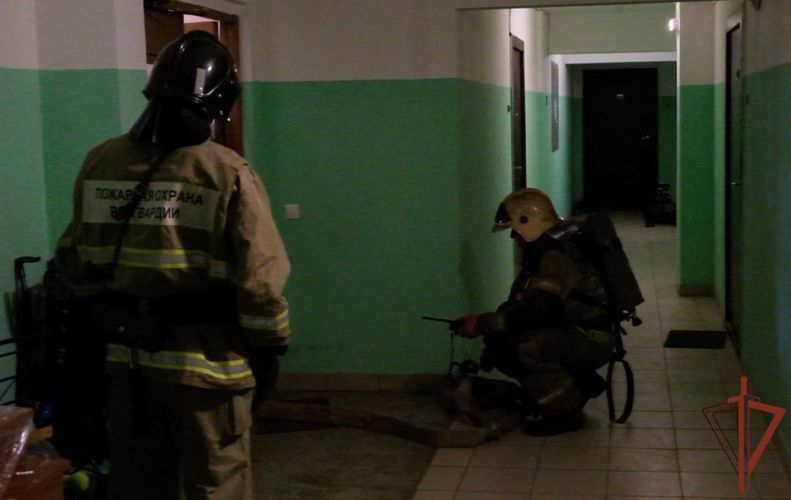 В управлении Уральского округа Росгвардии провели тренировку действий при пожаре 