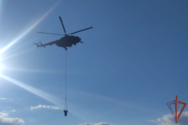 Авиация Росгвардии принимает участие в тушении лесных пожаров в Новосибирской области