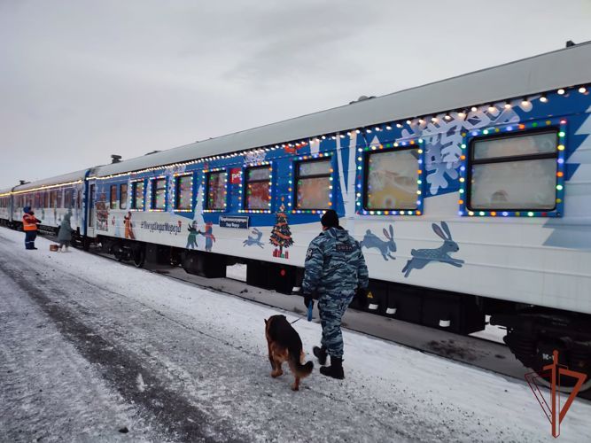Сотрудники ОМОН Росгвардии обследовали прибывший в Воркуту новогодний поезд