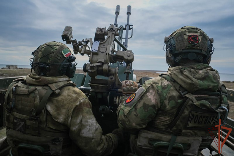 Военнослужащие Росгвардии совершенствуют навыки стрельбы из артиллерийского вооружения в Херсонской области (видео)