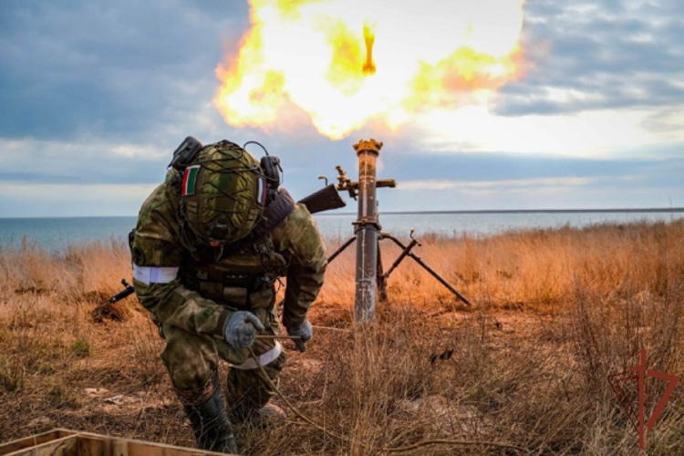 Военнослужащие Росгвардии совершенствуют навыки стрельбы из артиллерийского вооружения в Херсонской области (видео)