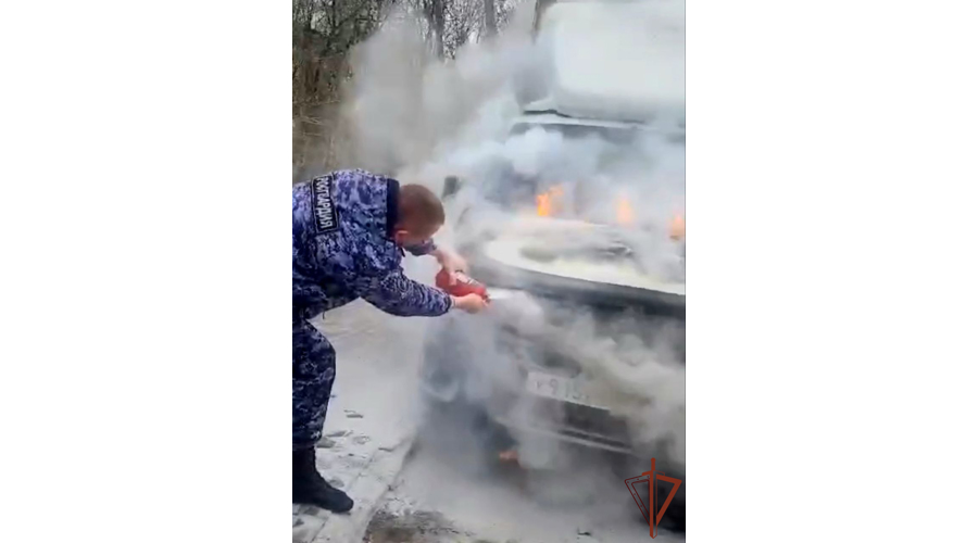 Росгвардейцы помогли гражданам потушить внезапно загоревшийся автомобиль в Московской области