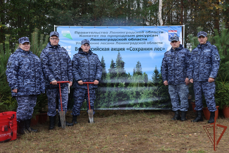 В Ленинградской области сотрудники Росгвардии приняли участие во всероссийской экологической акции «Сохраним лес»