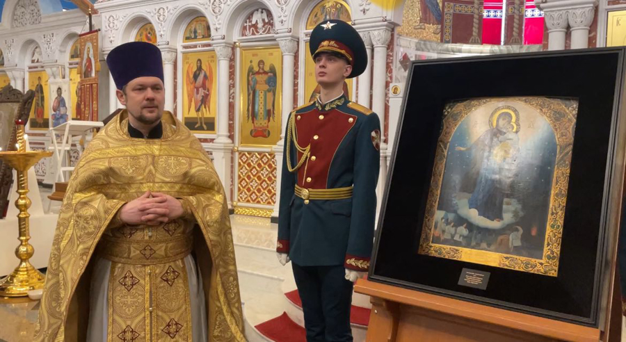 Августовскую икону Божией Матери доставили в Главный храм Росгвардии (видео)