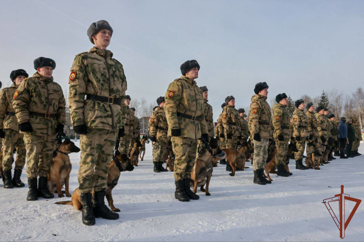 В Пермском военном институте Росгвардии впервые прошла торжественная церемония вручения щенков курсантам-кинологам (видео)