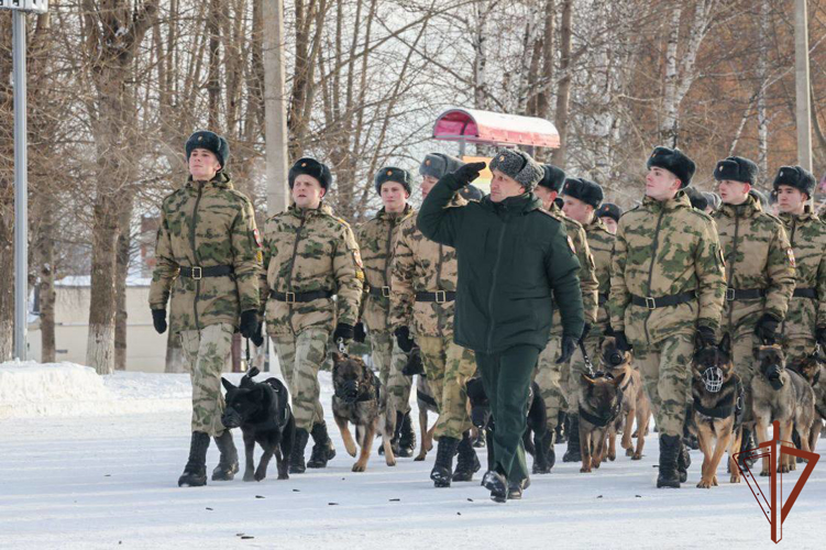 В Пермском военном институте Росгвардии впервые прошла торжественная церемония вручения щенков курсантам-кинологам (видео)
