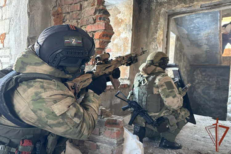 Спецназ Росгвардии в Биробиджане провел тренировку по задержанию вооруженных преступников