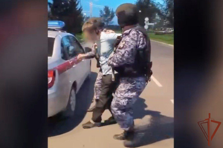В Подмосковье росгвардейцы задержали мужчину, угрожавшего ножом гражданам (видео)