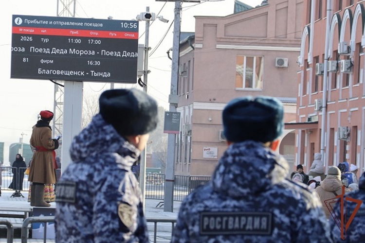 Росгвардия продолжает обеспечивать правопорядок на дальневосточных станциях остановки «Поезда Деда Мороза» 