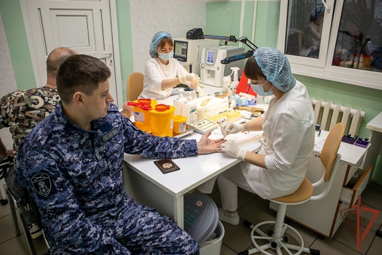 В новогодней донорской акции приняли участие росгвардейцы на Кубани (видео)