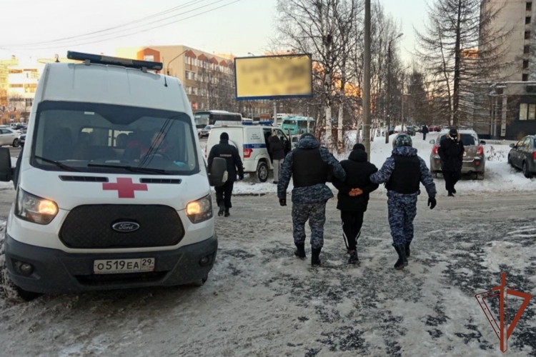В Архангельске росгвардейцы задержали мужчину, напавшего на экипаж скорой помощи (видео)