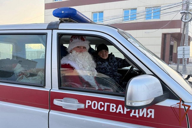 Росгвардейские Дед Мороз и Снегурочка поздравили детей в населенных пунктах Дальнего Востока