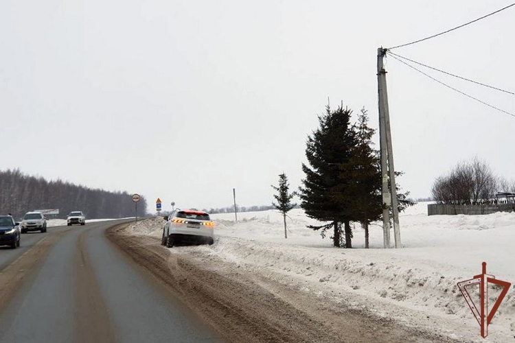 В Татарстане Росгвардейцы пришли на помощь водителю автомобиля, застрявшего на обочине дороги