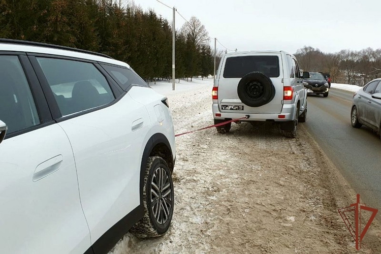 В Татарстане Росгвардейцы пришли на помощь водителю автомобиля, застрявшего на обочине дороги